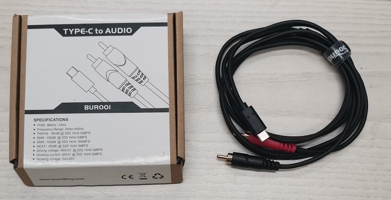 BUR001(1.5m) Кабель акустический Type-C-2хRCA, 1.5м, Soundking